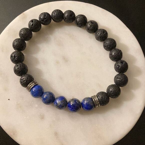 Lava Rock Beaded Stone Necklace Essential Oil Diffuser for Men Aromatherapy Idea - Picture 1 of 2